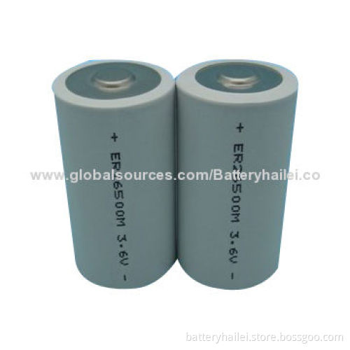 Li-SOCl2 Type C Batteries, ER26500M, 3.6V Nominal Voltage, 6,500mAh, Non-rechargeable Lithium Cell